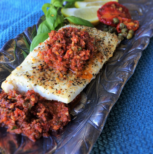 Grilled Tuna Fillets with Sun-dried Tomato and Olive Tapenade