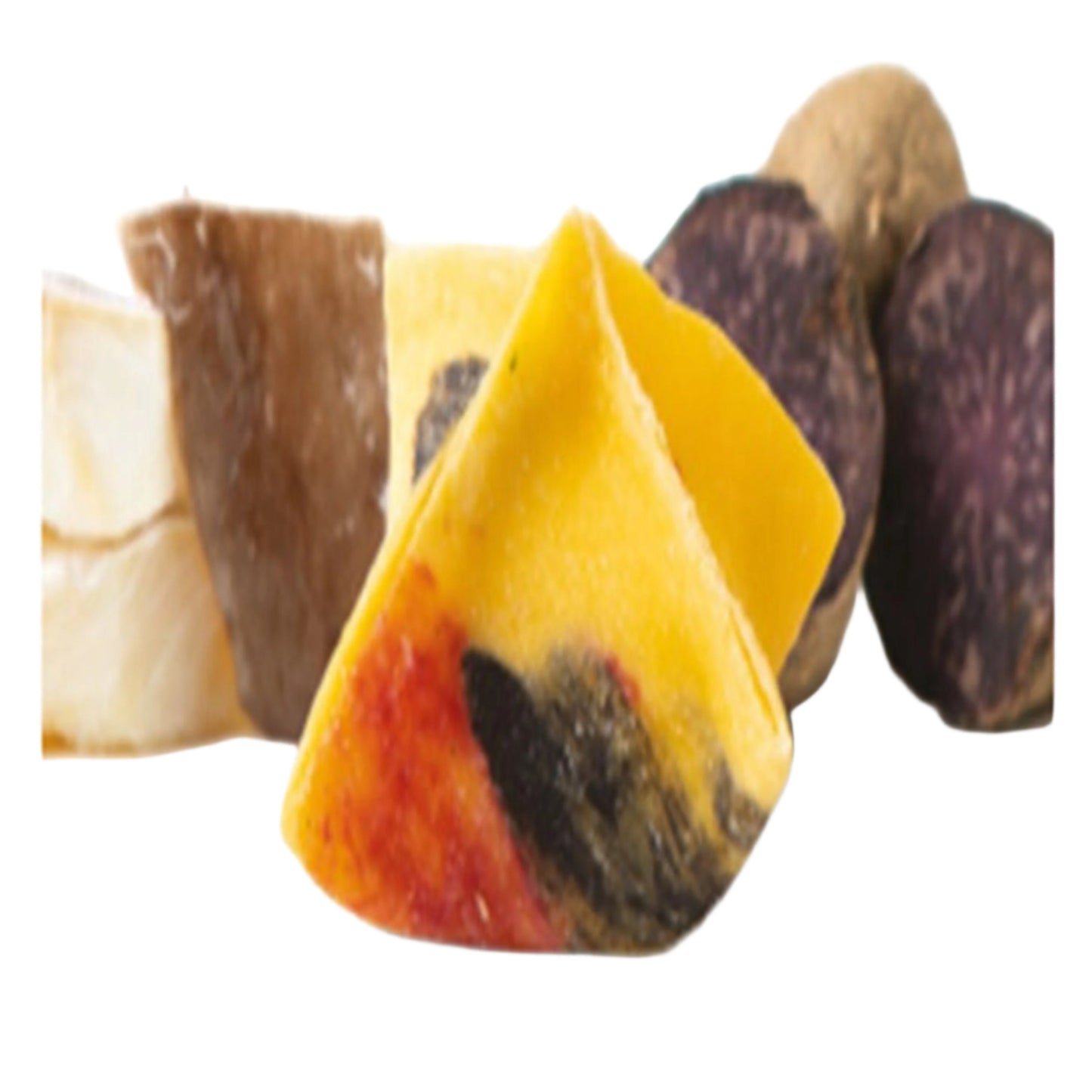 Fagottino ripieno di baccalà e patate viola